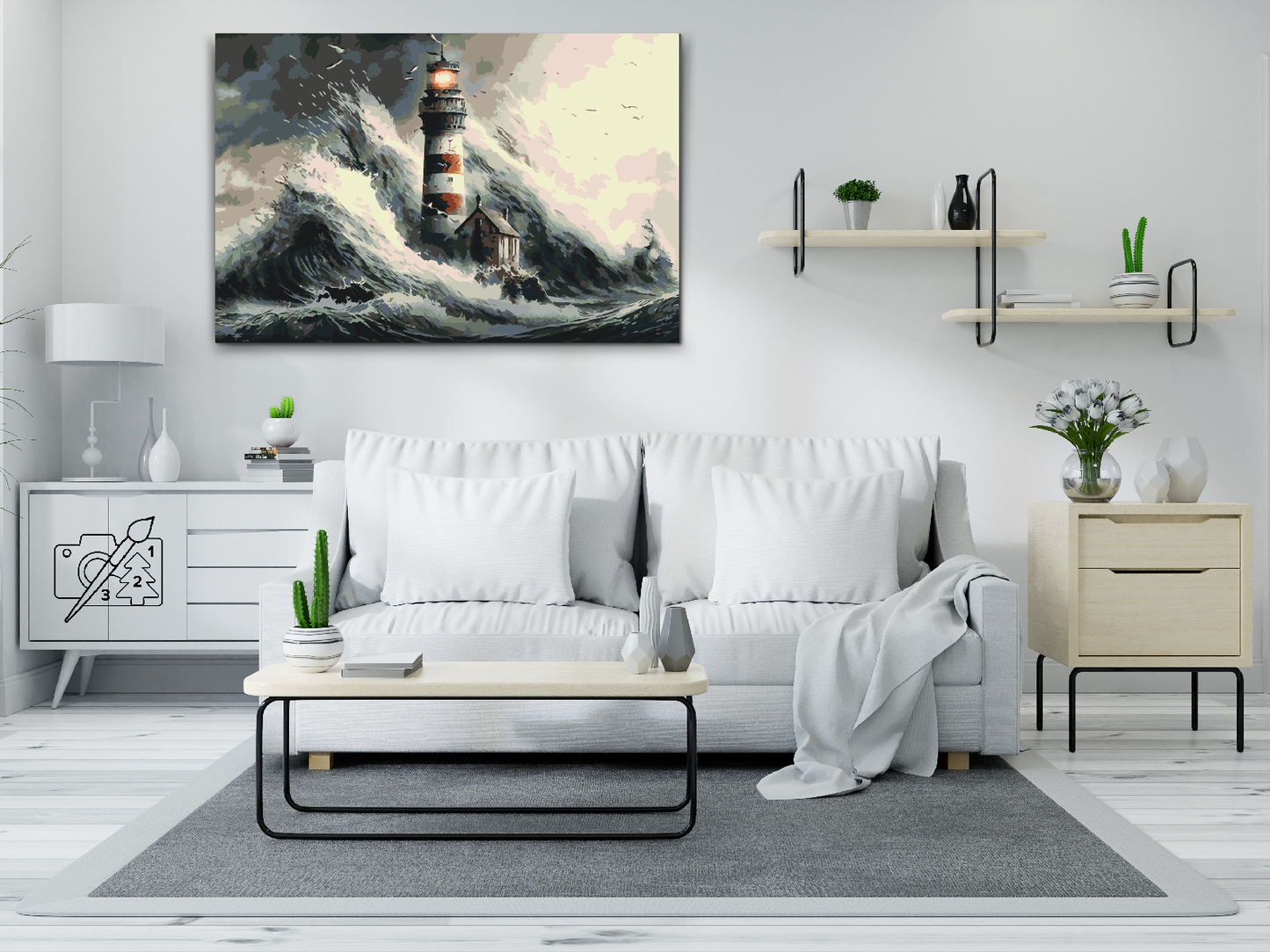 Paint by number - Fyrtårn i en storm