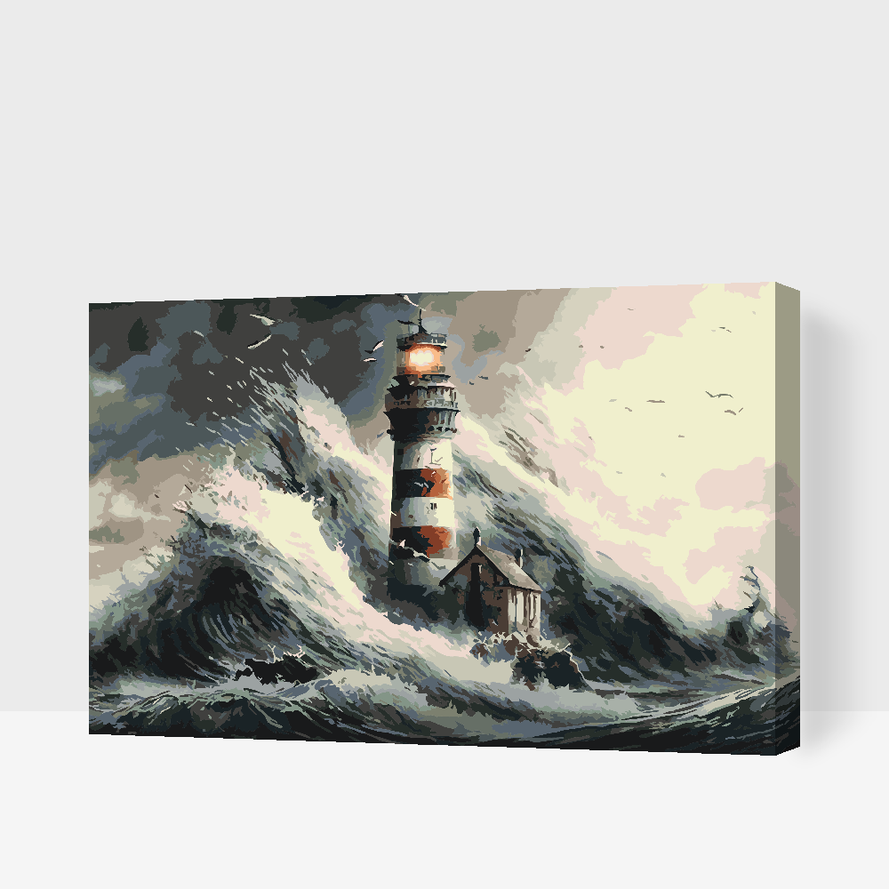 Paint by number - Fyrtårn i en storm