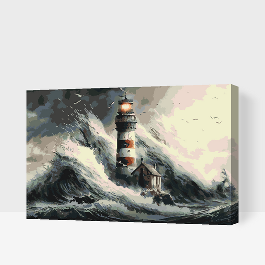 Paint by number - Fyrtårn i en storm