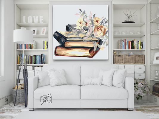 Paint by number - Blomster på bøger