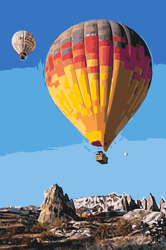 Paint by number - Varmluftballoner i bjergene
