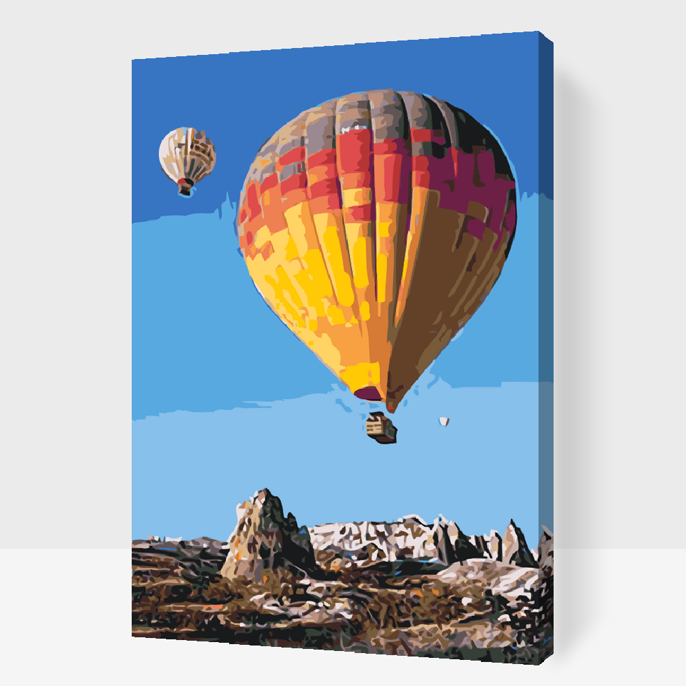 Paint by number - Varmluftballoner i bjergene