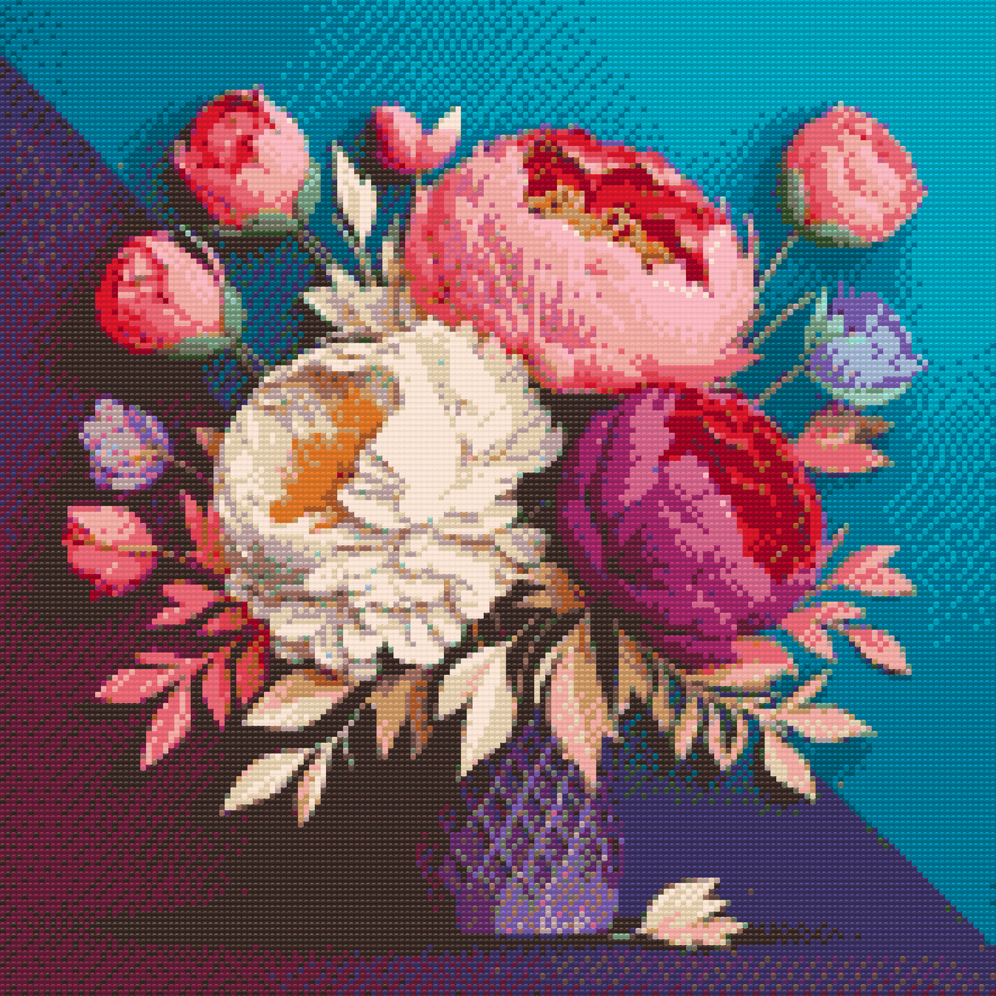Diamond Paint - Buket pæoner