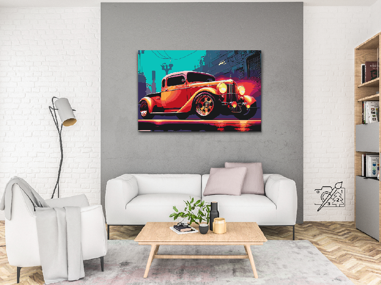 Paint by number - Rød veteranbil