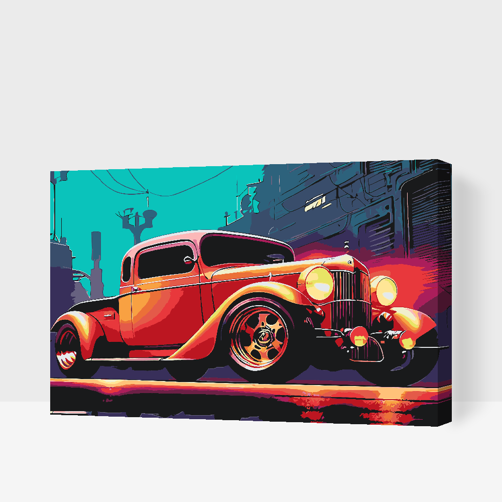 Paint by number - Rød veteranbil