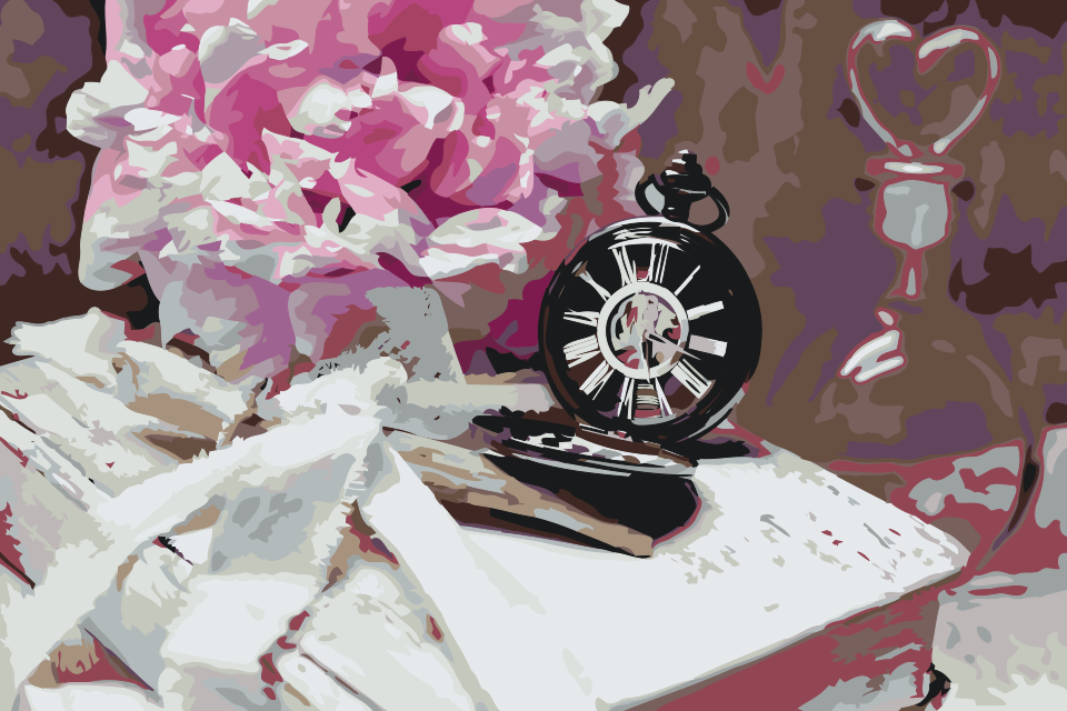 Paint by number - Lommeur og pæon