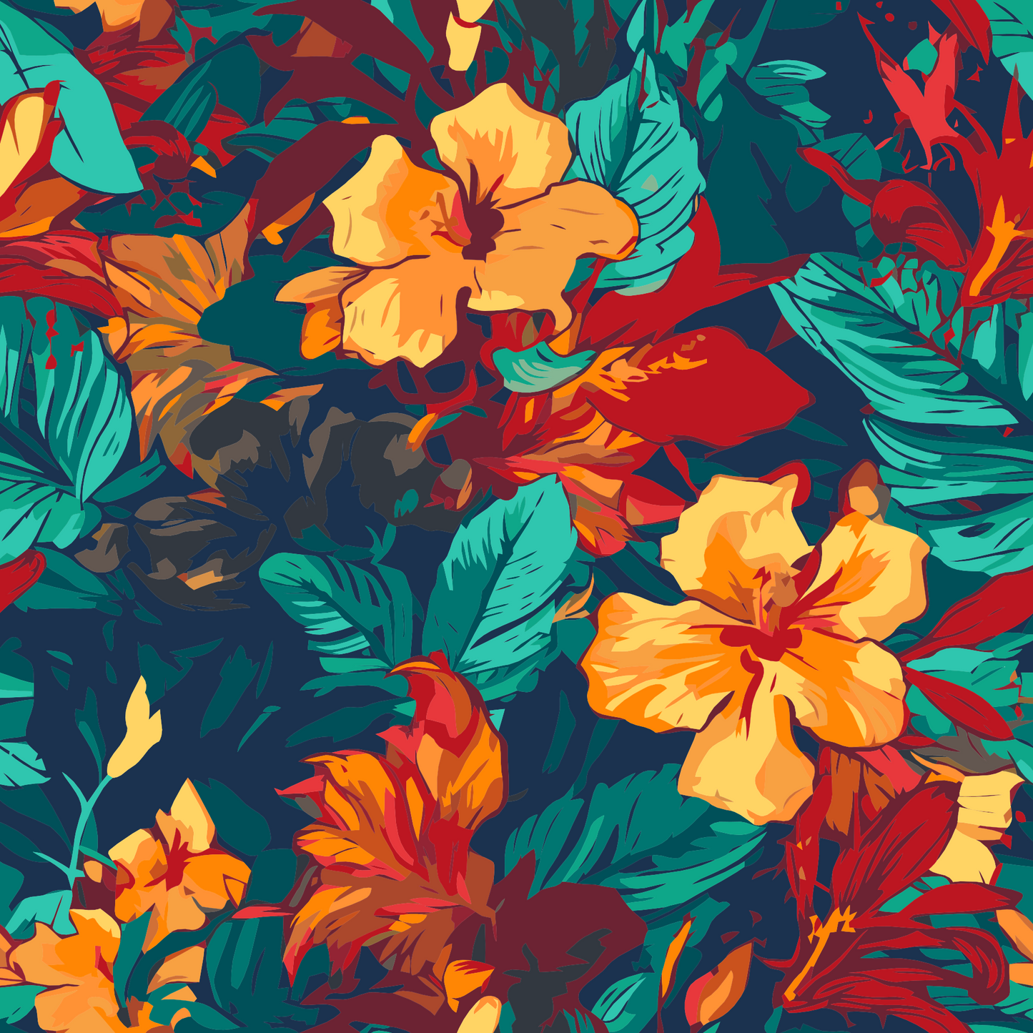 Paint by number - Blomsterbaggrund - hibiscus