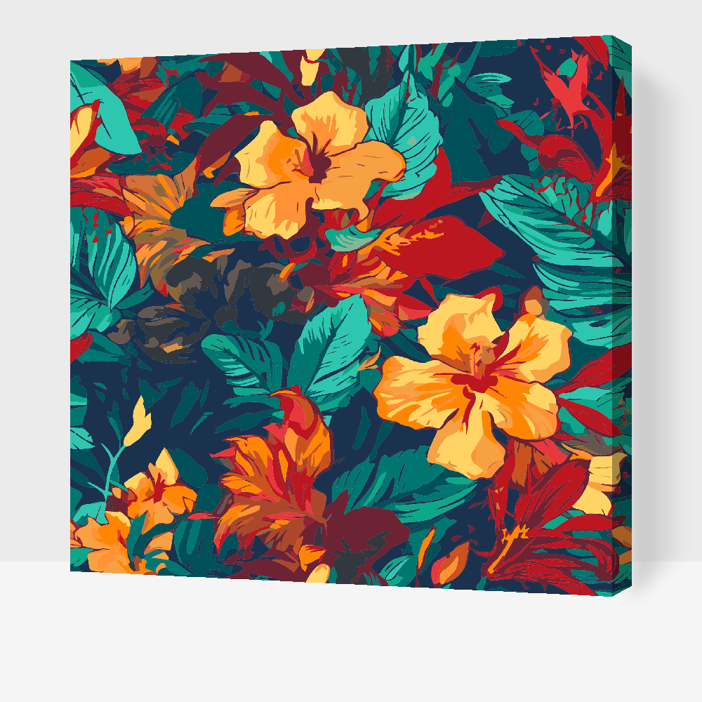 Paint by number - Blomsterbaggrund - hibiscus