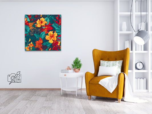 Diamond Paint - Blomsterbaggrund - hibiscus