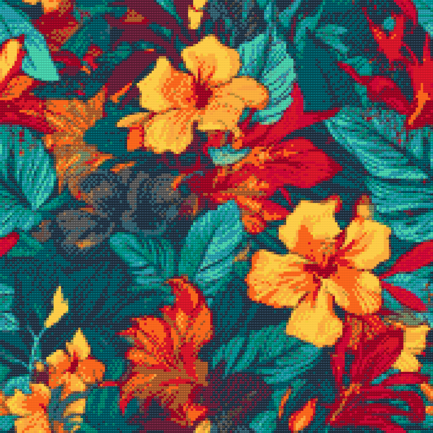Diamond Paint - Blomsterbaggrund - hibiscus