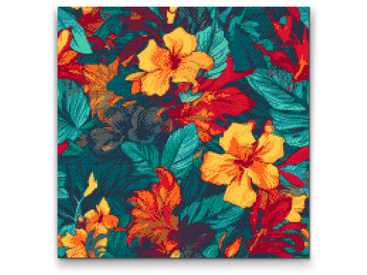 Diamond Paint - Blomsterbaggrund - hibiscus