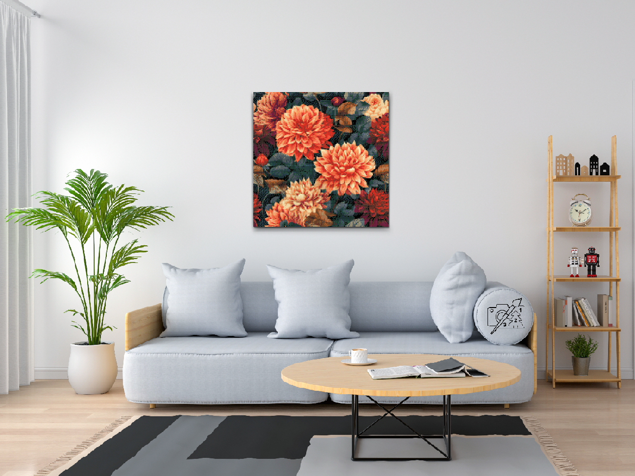 Diamond Paint - Blomsterbaggrund - dahliaer