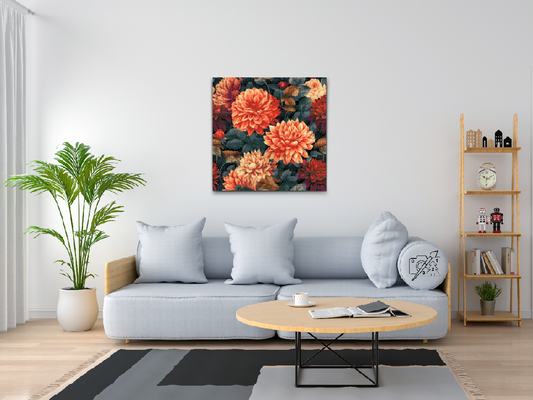 Diamond Paint - Blomsterbaggrund - dahliaer