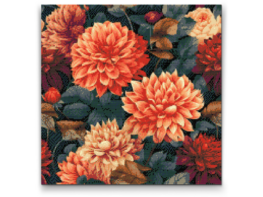 Diamond Paint - Blomsterbaggrund - dahliaer