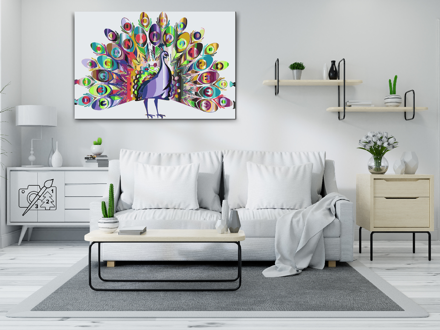 Paint by number - Farverig påfugl