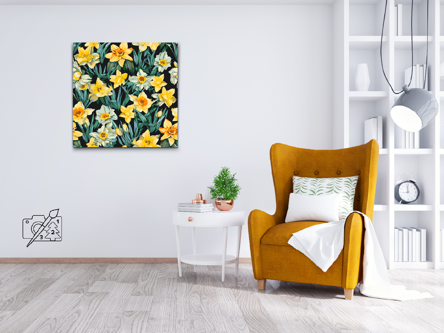 Paint by number - Blomsterbaggrund - påskeliljer