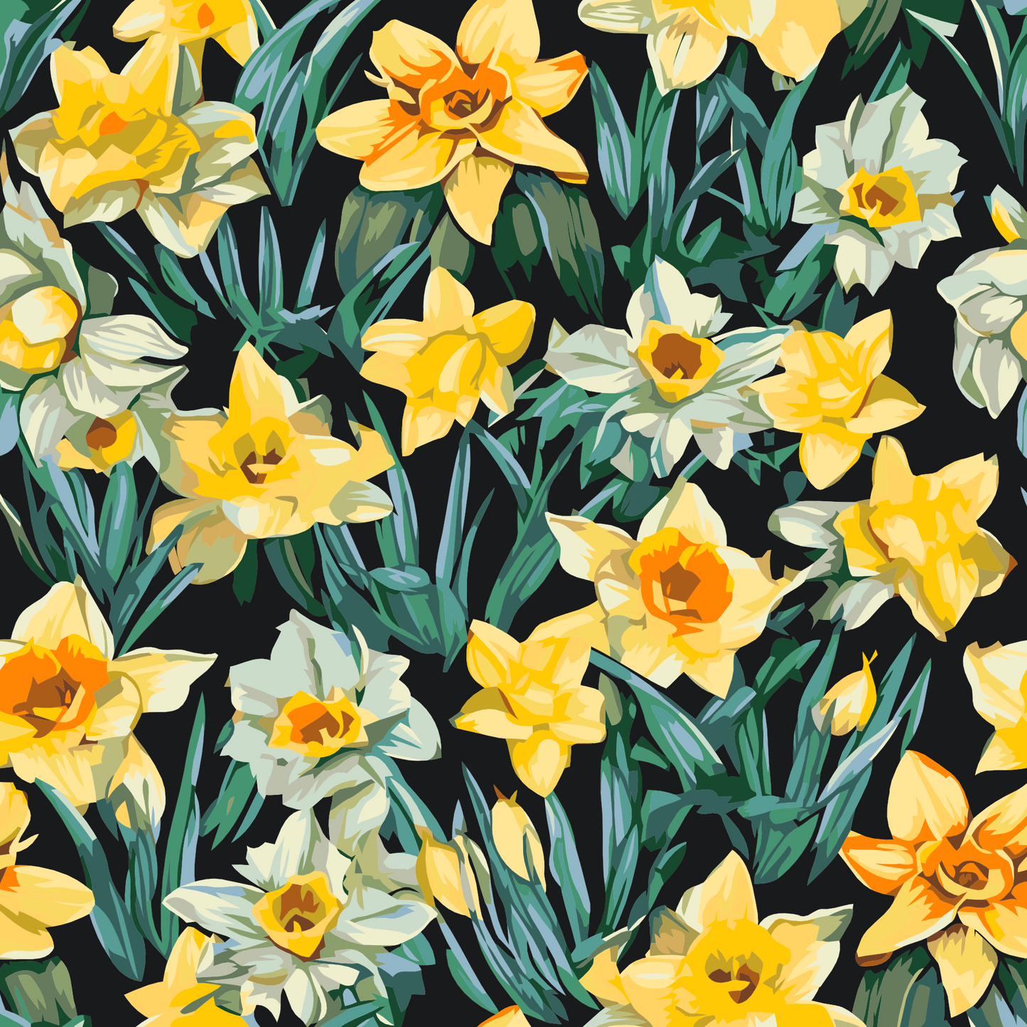 Paint by number - Blomsterbaggrund - påskeliljer