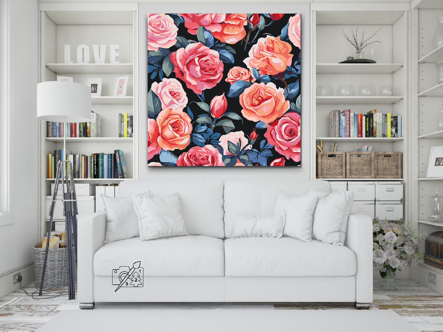 Paint by number - Blomsterbaggrund - roser