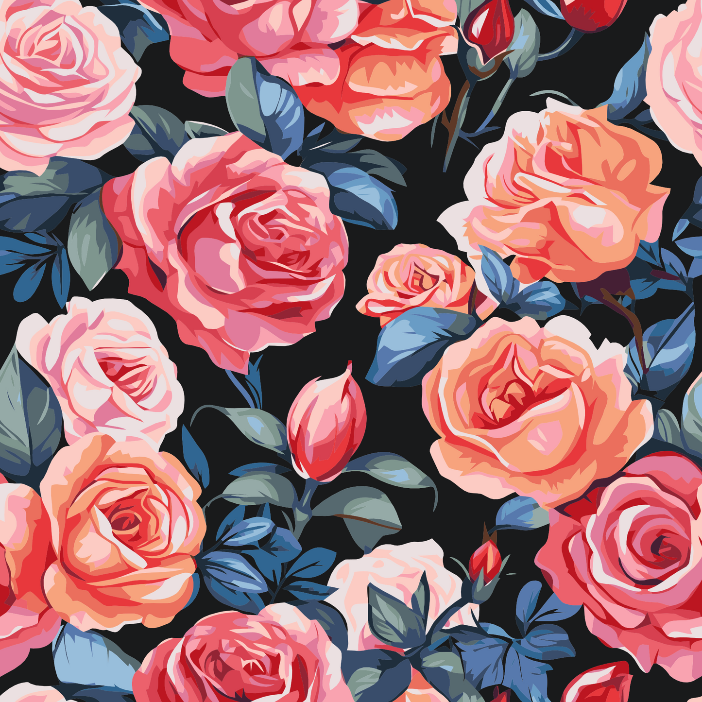 Paint by number - Blomsterbaggrund - roser