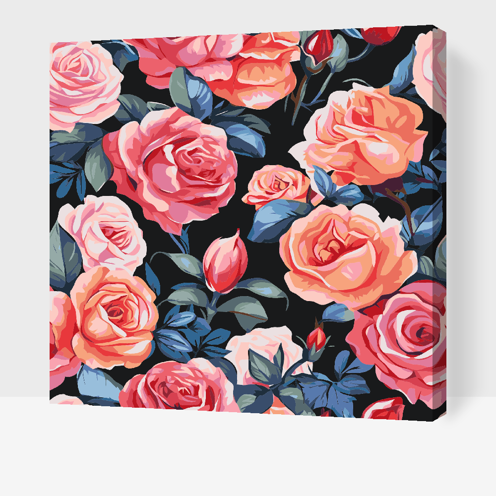 Paint by number - Blomsterbaggrund - roser