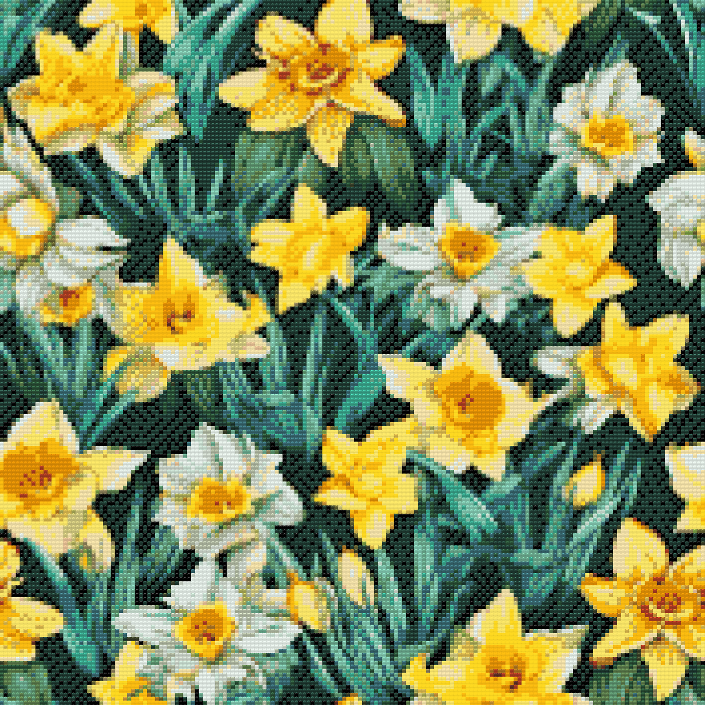 Diamond Paint - Blomsterbaggrund - påskeliljer
