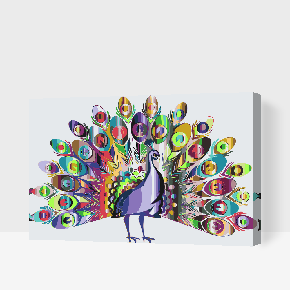 Paint by number - Farverig påfugl