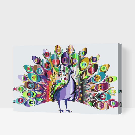 Paint by number - Farverig påfugl