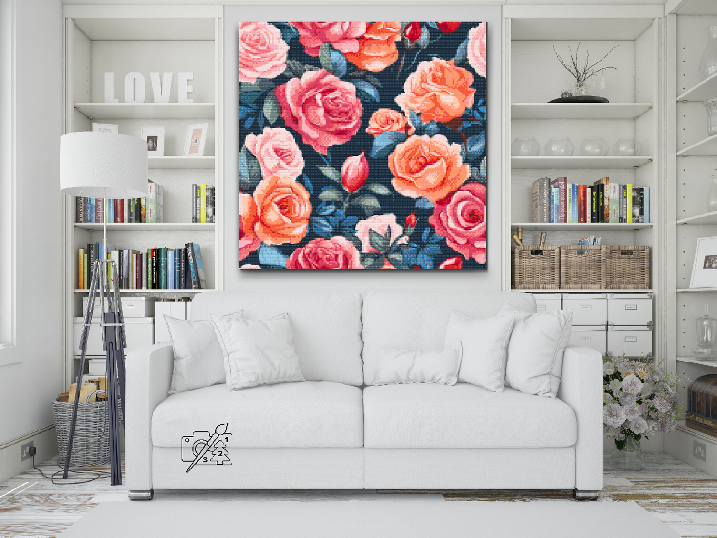 Diamond Paint - Blomsterbaggrund - roser
