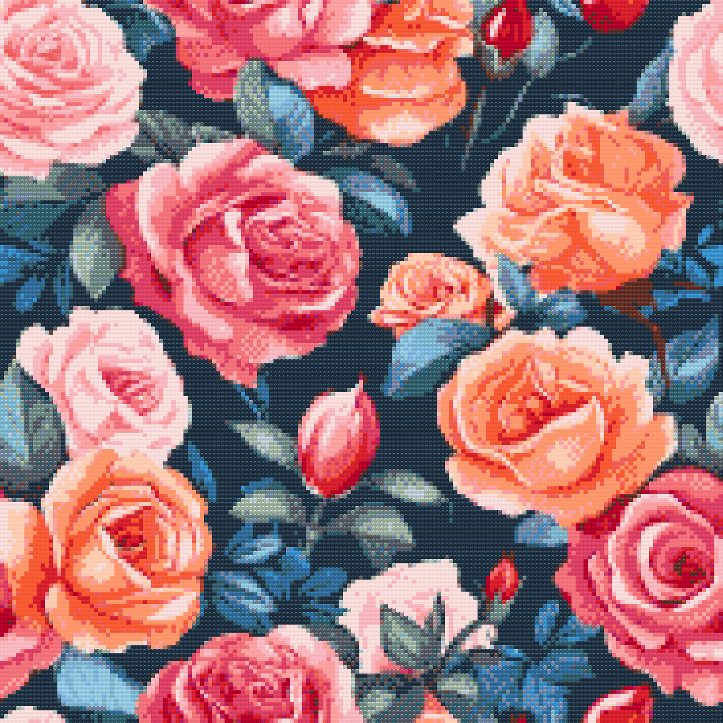 Diamond Paint - Blomsterbaggrund - roser