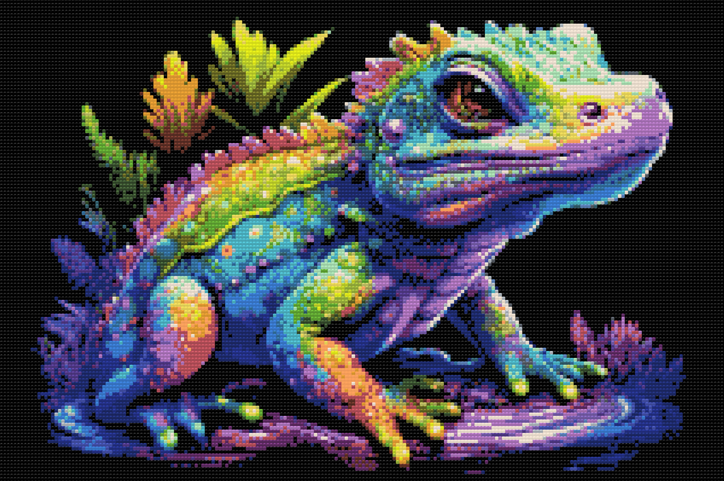 Diamond Paint - Flerfarvet leguan