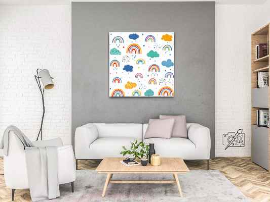 Diamond Paint - Regnbue, skyer og regndråber