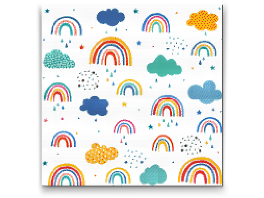 Diamond Paint - Regnbue, skyer og regndråber