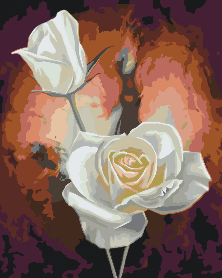 Paint by number - Hvide roser