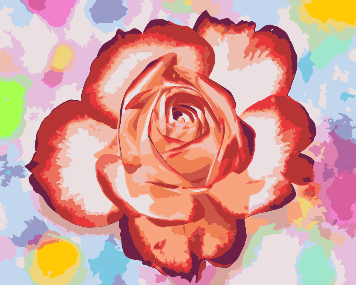 Paint by number - Rose på en farverig baggrund