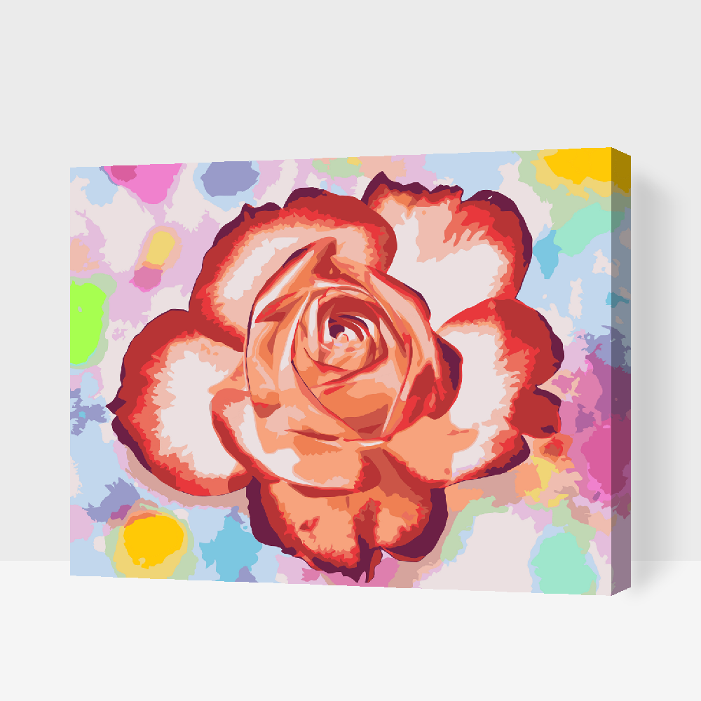 Paint by number - Rose på en farverig baggrund