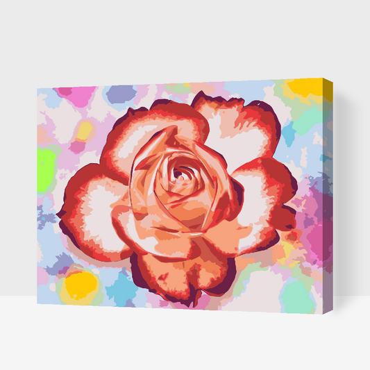 Paint by number - Rose på en farverig baggrund