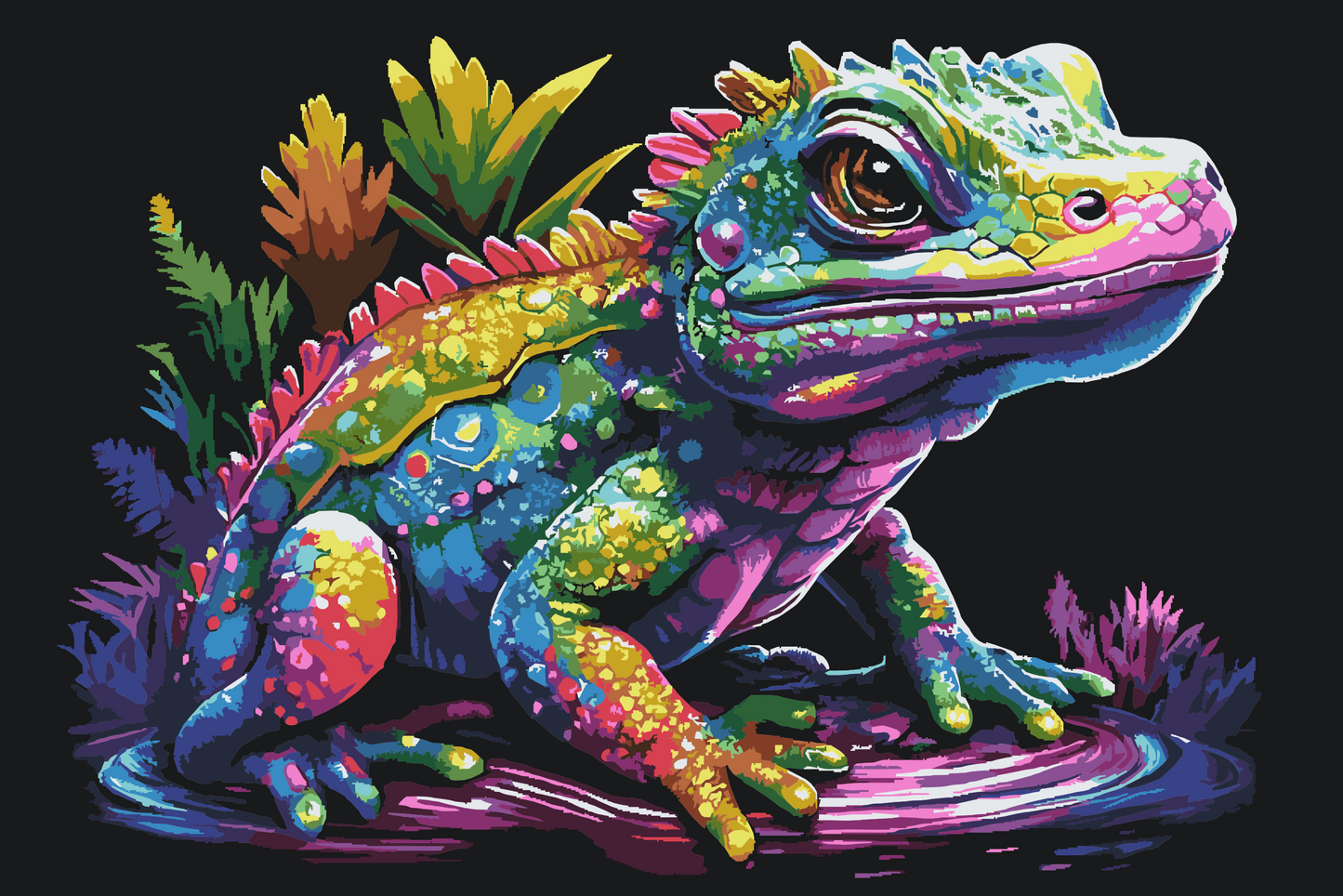 Paint by number - Flerfarvet leguan