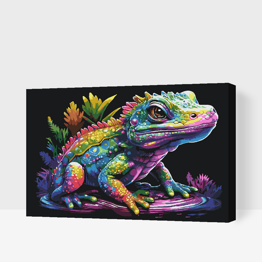 Paint by number - Flerfarvet leguan