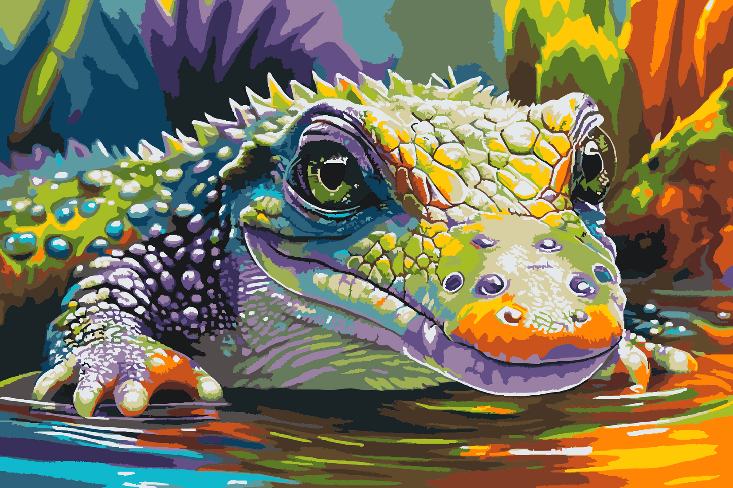 Paint by number - Farverig krokodille