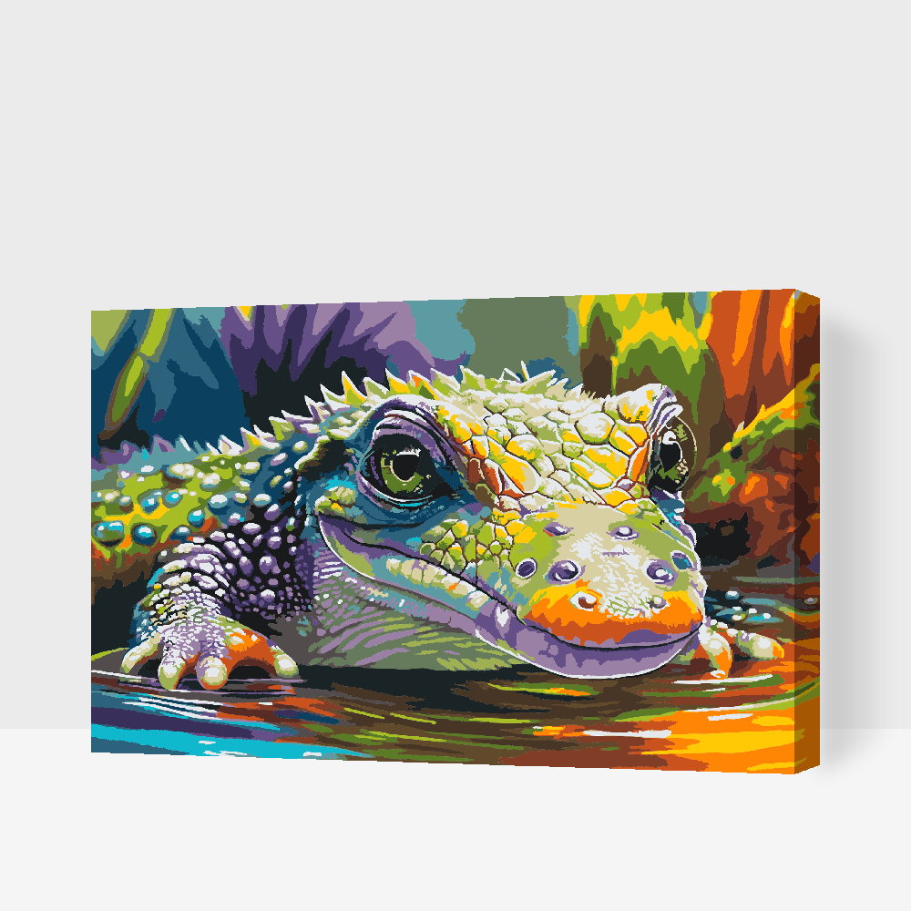 Paint by number - Farverig krokodille