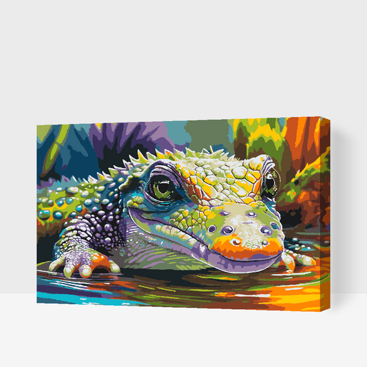 Paint by number - Farverig krokodille