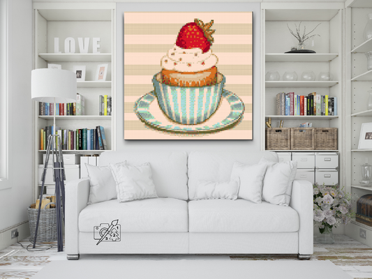 Diamond Paint - Jordbær-cupcake