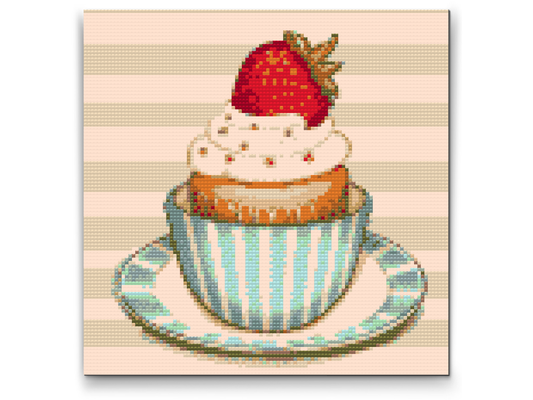 Diamond Paint - Jordbær-cupcake