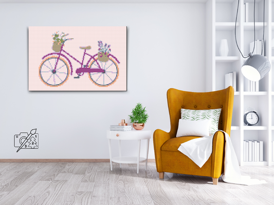 Diamond Paint - Cykel med blomster