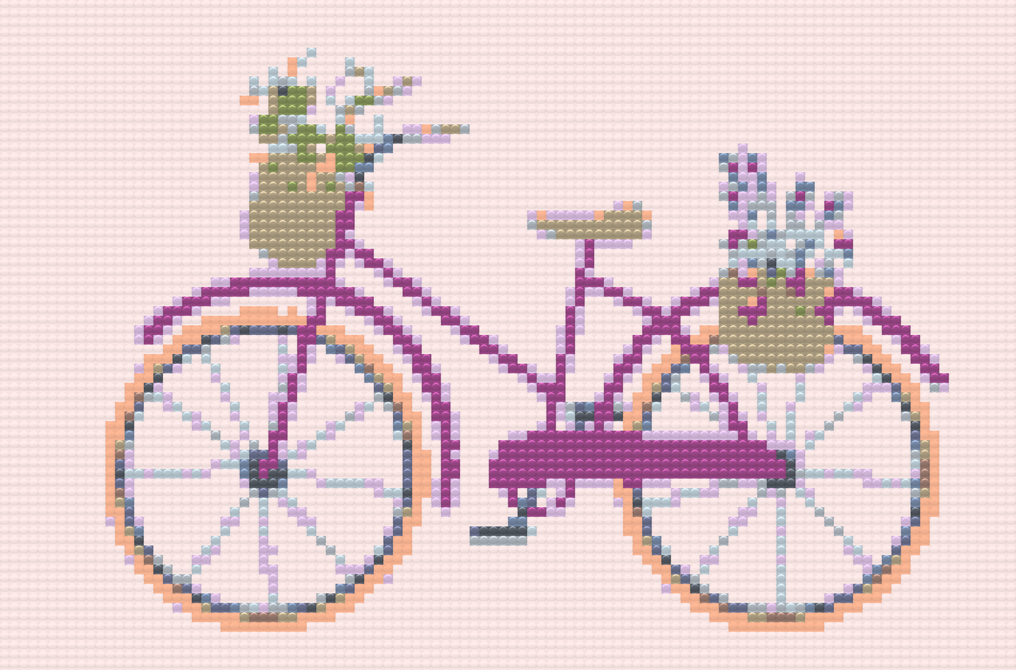 Diamond Paint - Cykel med blomster