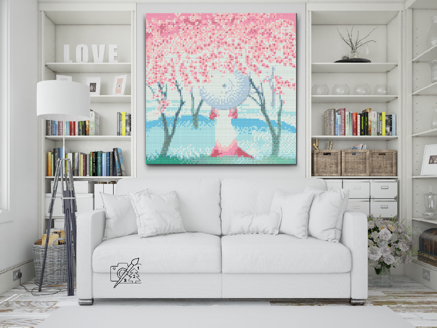 Diamond Paint - Kvinde står under kirsebærtræer