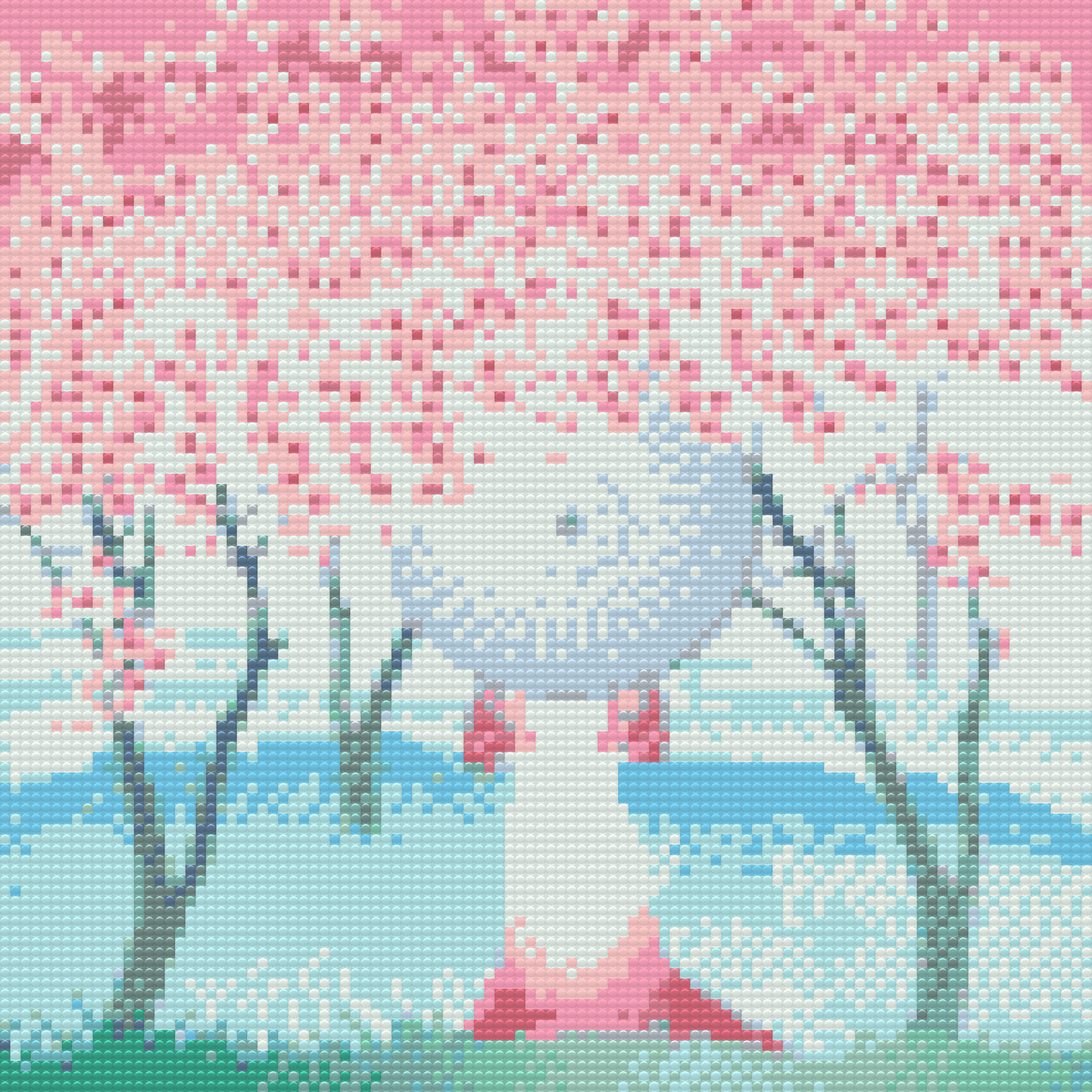 Diamond Paint - Kvinde står under kirsebærtræer