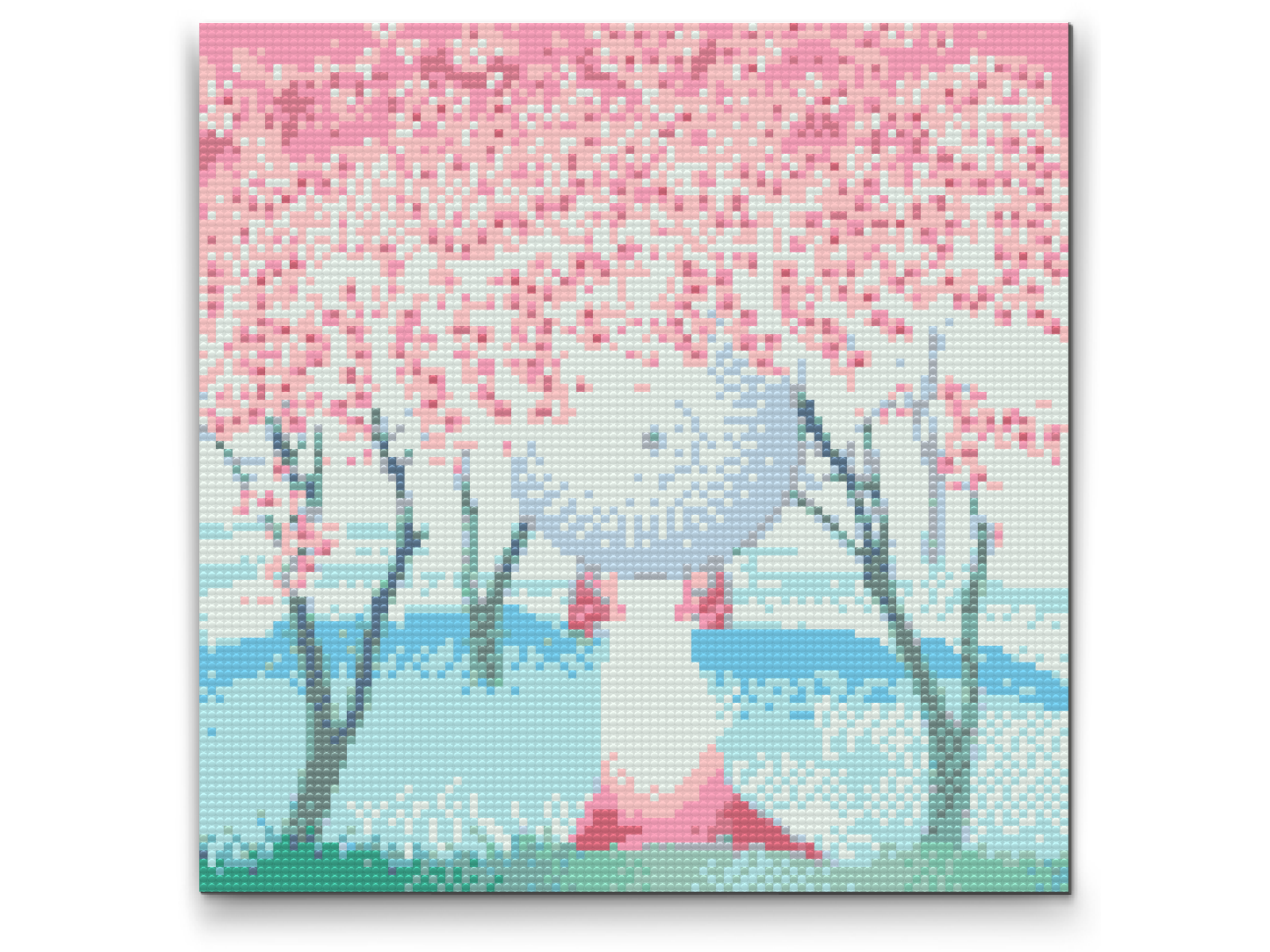 Diamond Paint - Kvinde står under kirsebærtræer