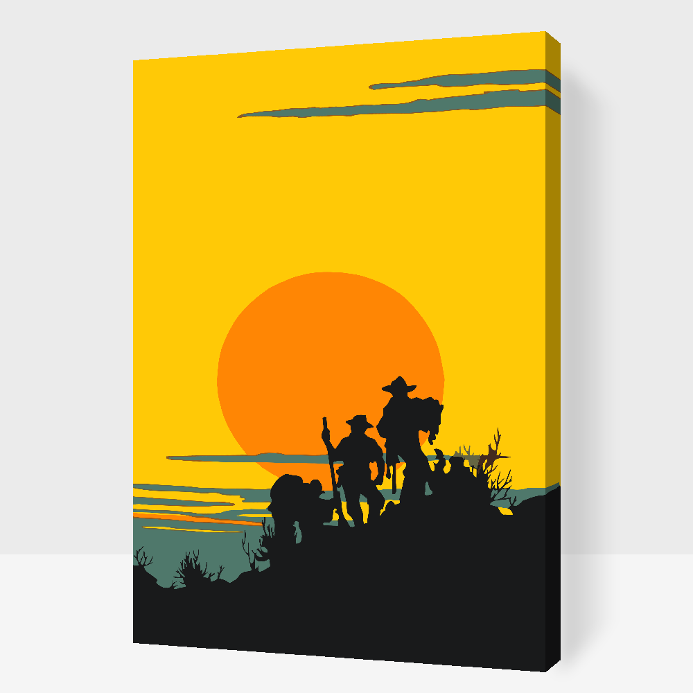 Paint by number - Cowboy-silhuet