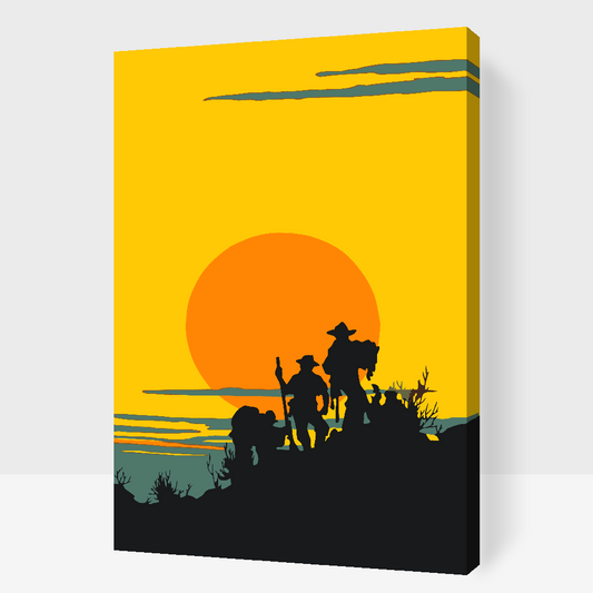 Paint by number - Cowboy-silhuet